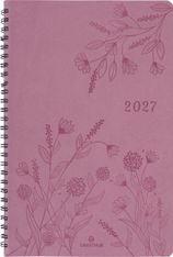 Agenda à spirale Primrose - 1 semaine sur 2 pages - 17 x 24,5 cm - bois de rose - Oberthur
