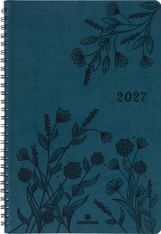 Agenda à spirale Primrose - 1 semaine sur 2 pages - 17 x 24,5 cm - vert canard - Oberthur