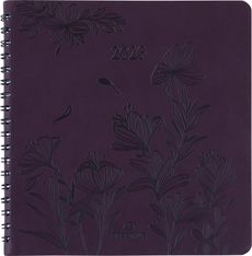 Agenda à spirale Primrose - 1 semaine sur 2 pages - 16,5 x 16,5 cm - lilas - Oberthur
