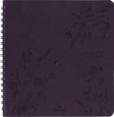 Agenda à spirale Primrose - 1 semaine sur 2 pages - 16,5 x 16,5 cm - violet - Oberthur