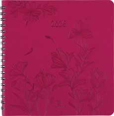 Agenda à spirale Primrose - 1 semaine sur 2 pages - 16,5 x 16,5 cm - fuchsia - Oberthur