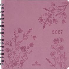 Agenda à spirale Primrose - 1 semaine sur 2 pages - 16,5 x 16,5 cm - bois de rose - Oberthur
