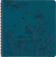 Agenda à spirale Primrose - 1 semaine sur 2 pages - 16,5 x 16,5 cm - vert canard - Oberthur