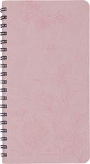 Agenda de poche spiralé Primrose - 1 semaine sur 2 pages - 9,5 x 17 cm - rose - Oberthur