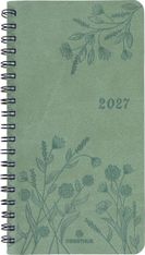 Agenda de poche spiralé Primrose - 1 semaine sur 2 pages - 9,5 x 17 cm - vert sauge - Oberthur