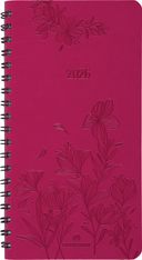 Agenda de poche spiralé Primrose - 1 semaine sur 2 pages - 9,5 x 17 cm - fuchsia - Oberthur