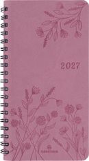 Agenda de poche spiralé Primrose - 1 semaine sur 2 pages - 9,5 x 17 cm - bois de rose - Oberthur