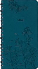 Agenda de poche spiralé Primrose - 1 semaine sur 2 pages - 9,5 x 17 cm - vert canard - Oberthur