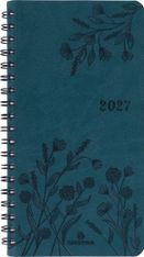 Agenda de poche spiralé Primrose - 1 semaine sur 2 pages - 9,5 x 17 cm - vert canard - Oberthur