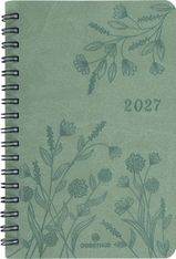 Agenda de poche spiralé Primrose - 1 semaine sur 2 pages - 10 x 15 cm - vert sauge - Oberthur