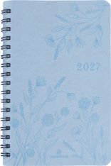 Agenda de poche spiralé Primrose - 1 semaine sur 2 pages - 10 x 15 cm - bleu ciel - Oberthur