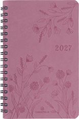 Agenda de poche spiralé Primrose - 1 semaine sur 2 pages - 10 x 15 cm - bois de rose - Oberthur