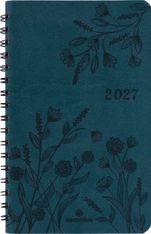 Agenda de poche spiralé Primrose - 1 semaine sur 2 pages - 10 x 15 cm - vert canard - Oberthur