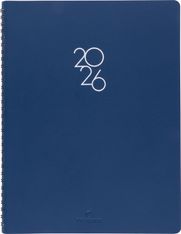 Agenda à spirale Portland - 1 semaine sur 2 pages - 22 x 28 cm - bleu - Oberthur