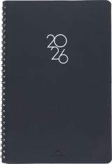 Agenda à spirale Portland - 1 semaine sur 2 pages - 17 x 24,5 cm - noir - Oberthur
