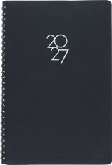 Agenda à spirale Portland - 1 semaine sur 2 pages - 17 x 24,5 cm - noir - Oberthur