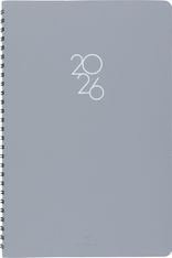 Agenda à spirale Portland - 1 semaine sur 2 pages - 17 x 24,5 cm - gris - Oberthur