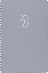 Agenda à spirale Portland - 1 semaine sur 2 pages - 17 x 24,5 cm - gris - Oberthur