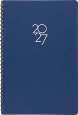 Agenda à spirale Portland - 1 semaine sur 2 pages - 17 x 24,5 cm - bleu - Oberthur