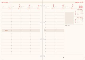 Oberthur - Recharge pour organiseur - 1 semaine sur 2 pages (semainier international) - 21 x 32,5 cm