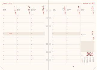 Oberthur - Recharge pour organiseur - 1 semaine sur 2 pages (semainier international) - 14,5 x 23,5 cm