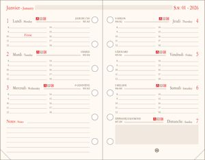 Oberthur - Recharge pour organiseur - 1 semaine sur 2 pages (semainier international) - 8 x 15 cm