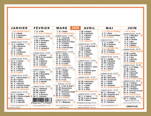Calendrier Classique - 6 mois par face - 13,5 x 17,5 cm - Oberthur