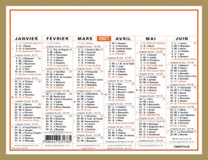 Calendrier Classique - 6 mois par face - 13,5 x 17,5 cm - Oberthur