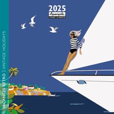 Calendrier mensuel 30x30 cm - 16 mois - Vacances rétro