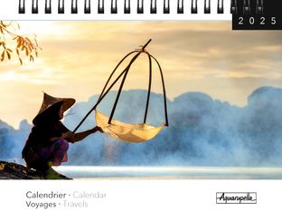 Calendrier mensuel à spirales 16x18 cm - Voyages
