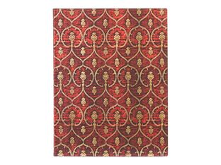 Paperblanks Flexis Red Velvet - Cahier de notes - reliure piquée - ultra - 175 x 225 mm - 88 feuilles / 176 pages - botanical shape and tiny floral patterns - rouge - papier