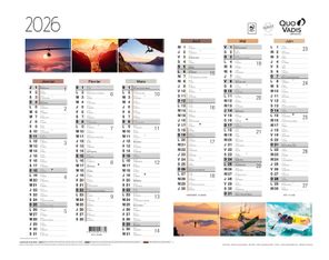 Quo Vadis - Calendrier éphéméride - 2025 - Français - Fantaisie - Multicolore - 12 mois de janvier à décembre - 43x33,5 cm - Papier Clairefontaine blanc - Fabrication française