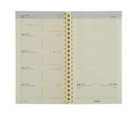 Agenda de poche spiralé Notaplan - 1 semaine sur 2 pages - 9 x 16 cm - recharge - Brepols