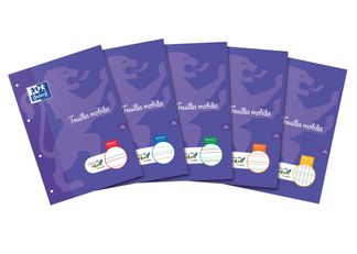 Serpodile - Feuilles mobiles - perforées - A4 - 50 feuilles / 100 pages - Ligné 2MM