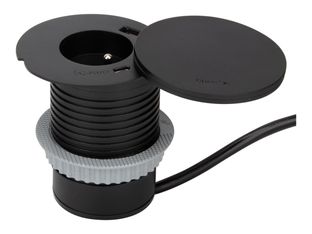 Otio - Plot de charge sans fil (encastrable) - + induction charger - CA 230 V - 3680 Watt - connecteurs de sortie : 1 - noir mat