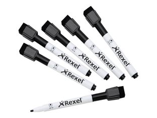 Rexel Joy - Pack de 6 marqueurs noirs pour tableau blanc - pointe fine