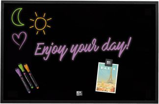 PIZARRA MAGNÉTICA NEGRA - MARCO MADERA - TAMAÑO A3 43.5X28.5CM - COMPLEMENTOS INCLUIDOS - OXFORD