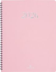 Agenda spiralé Galway - 1 semaine sur 2 pages - 22 x 28 cm - rose - Oberthur