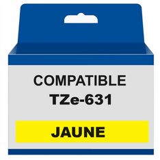 Ruban compatible Brother TZE-631 - noir sur jaune - rouleau (1,2 cm x 8 m) - The Premium Solution
