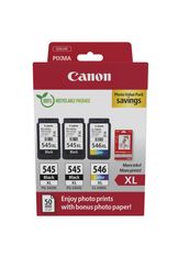 Canon PG-545XL/CL-546XL - Pack de 3 - noir x2, couleur (cyan, magenta, jaune) + pack photo - cartouche d'encre originale