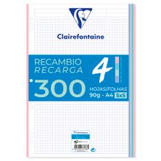 Recambio 5 colores A4 300Hojas 90gr 5x5 Colores pastel. Clairefontaine