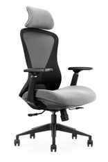 Fauteuil de bureau DESIGNER - Accoudoirs réglables - Appuie-tête - gris et noir