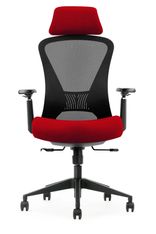 Fauteuil de bureau DESIGNER - Accoudoirs réglables - Appuie-tête - rouge et noir