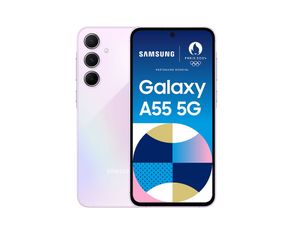 Samsung Galaxy A55 - 5G smartphone - SIM doble - RAM 8 GB / Memoria interna 128 GB - microSD slot - pantalla OLED - 6.6" - 2340 x 1080 píxeles (120 Hz) - 3 x cámaras traseras 50 MP, 12 MP, 5 MP - front camera 32 MP - awesome lilac