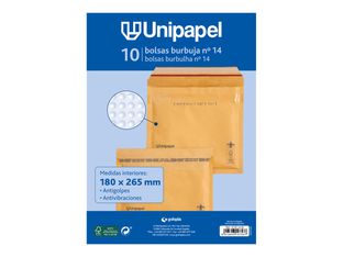 Paquete 10 Bolsas Burbuja Nº14 180x265mm 75gr FSC Unipapel
