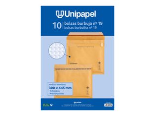Unipapel - Bolsa burbujas - No. 19 - 300 x 445 mm - cuadrado - extremo abierto - autoadhesivo (Peel & Seal) - plástico de burbujas - paquete de 10