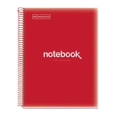 Notebook Emotions, Couverture souple, A4, lignes horizontales 7 mm, 120 feuilles de 5 couleurs, Miquelrius, Rouge.