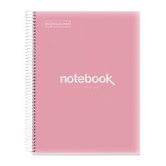 Notebook Emotions, Couverture souple, A4, lignes horizontales 7 mm, 120 feuilles de 5 couleurs, Miquelrius, Rose.