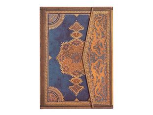 Paperblanks Safavid Binding Art - Journal - reliure piquée - midi - 125 x 180 mm - 72 pages / 144 pages - papier ivoire - uni - Indigo safavide - couverture bleue - carton comprimé recouvert de papier