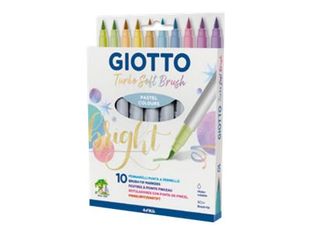 GIOTTO Turbo Soft Brush - Feutre pinceau à pointe souple - assortiment de couleurs pastel - encre à l'eau (pack de 10)